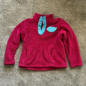 Patagonia Kids Synchilla Re-tool Snap Pink and Teal Fleece Pullover Sz XS sz 5/6
